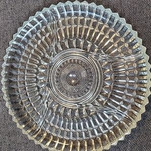1940s Vintage KROMEX 12" 5 Section Ribbed Glass Divided Platter.
